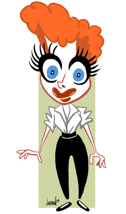 Cartoon of Lucille Ball by Angie Jordan 2009
