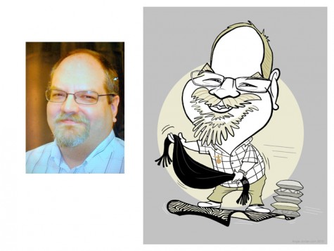 Black and White Gift Caricature by digital artist Angie Jordan