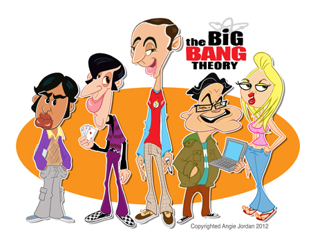 Big Bang Theory Cast Cartoon by Angie Jordan 2012